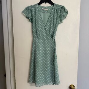 Eva Mendes for New York & Company Mint Polka Dot Wrap Dress